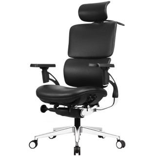 享耀家（WantHome）S3A牛皮面 人体工学椅家用电脑椅老板椅升降转椅皮椅 黑色打孔皮 15天