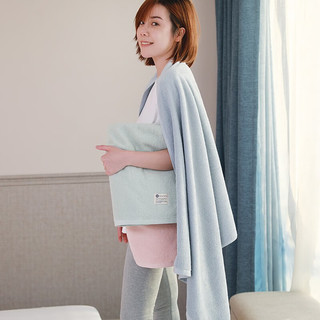 mufan 沐凡 抗菌浴巾纯棉家用洗澡巾成人男女3A级抑菌柔软吸水裹巾 3A抑菌浴巾-蓝色