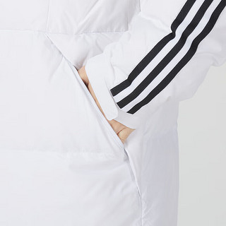 阿迪达斯 （adidas）男女装款外套运动服防风保暖上衣连帽长款羽绒服 过膝长款白色连帽 2XS