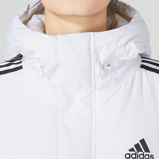 阿迪达斯 （adidas）男女装款外套运动服防风保暖上衣连帽长款羽绒服 过膝长款白色连帽 2XS