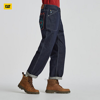 CAT卡特男士户外宽松直筒版型霓虹灯绣花设计牛仔裤 靛蓝 36