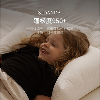 SIDANDA 诗丹娜 2-10岁儿童全95白鹅绒枕 升级款 附带澳洲长绒棉枕套 40*65cm(建议6-10岁)
