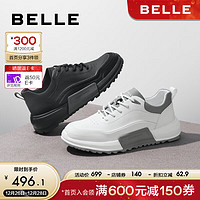 BeLLE 百丽 系带休闲鞋男鞋2024春季厚底增高商务运动皮鞋子A1402AM4 白色 42