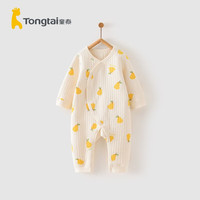 Tongtai 童泰 婴儿衣服连体衣秋冬季新生宝宝加厚夹棉保暖内衣 黄色鸭梨 66码(3-6个