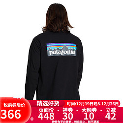 Patagonia 巴塔哥尼亚 T恤男款长袖棉质字母圆领39161 BLK M