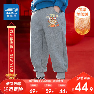 真维斯儿童加绒长裤男孩羊羔绒裤子男童2024龙年保暖棉裤 【e冬款Vd羊羔绒Izx】HY77 120