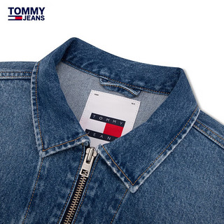 TOMMY JEANS 24早春男装纯棉复古水洗小绣标拉链宽松牛仔外套18027 深牛仔蓝1A5 M