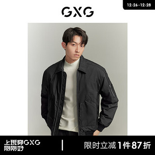 GXG男装 时尚翻领舒适夹棉夹克外套男 冬季 黑色 170/M