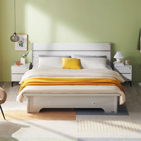 全友（QUANU）家居 双人床 现代简约1.5米时尚百搭单床1.8米双色拼接卧 1.5m高箱床+床头柜*2+105115K床