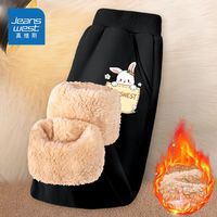 真维斯女童棉裤加绒加厚儿童冬季外穿长裤中大童小女孩羊羔绒裤子 【保暖一条GFdrq】ywea20 160