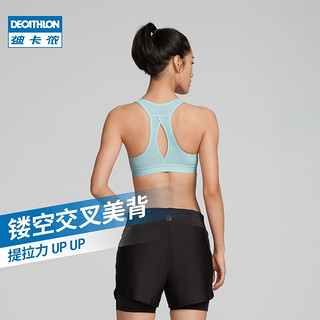 DECATHLON 迪卡侬 运动内衣女防震大码聚拢高强度跑步健身前拉链文胸背心WSCU 时尚黑 XL(E_F罩杯）