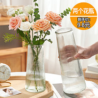 兰泽 北欧玻璃花瓶透明水养鲜花百合富贵竹花瓶客厅插花摆件