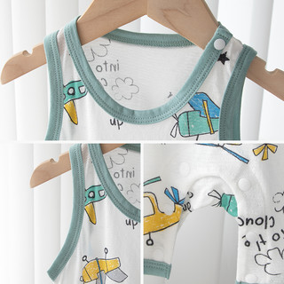 婴蓓依新生儿背心哈衣夏装薄款婴幼儿无袖连体衣竹棉睡衣空调服