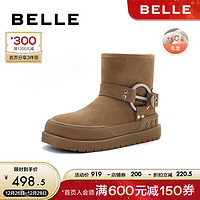 BeLLE 百丽 小众设计雪地靴女23冬季保暖舒适短靴B1750DD3 棕色 39