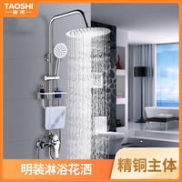 陶市明装淋浴花洒全铜龙头淋浴器淋雨喷头浴室沐浴增压冷热套件