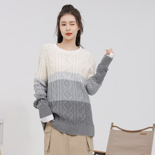 真维斯女装 时潮牌百搭休闲时尚长袖圆领针织衫LS 灰色8020 165/88A/L