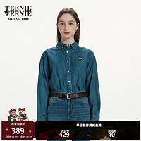 Teenie Weenie小熊卡通衬衫女2024春季女衬衣 中蓝色 160/S