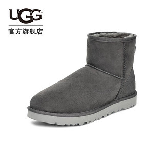 UGG冬季男士平底纯色迷你短靴雪地靴1002072DGRY|深灰色42