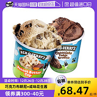 BEN & JERRY'S Ben&Jerry's本杰瑞巧克力布朗尼+咸味花生酱组合冰淇淋