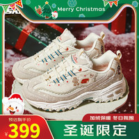 斯凯奇(Skechers)女鞋冬圣诞雪饼鞋加绒保暖羊羔绒熊猫鞋休闲老爹鞋 雪饼鞋/加绒保暖 37