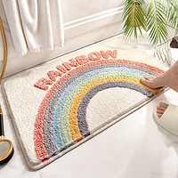 棉尾兔 现代简约浴室地垫门口吸水防滑脚垫家用卫生间垫子厕所洗手台地毯 彩虹40x60