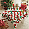 风琳静 圣诞红色方桌布节日氛围感正方形茶几布盖布新年餐桌装饰布置台布 缤纷格 绒布 85*85CM