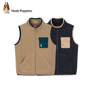 暇步士（Hush Puppies）童装儿童男大童摇粒绒马甲柔软舒适保暖 奶油色 105cm