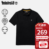 Timberland添柏岚POLO衫男士T恤夏季户外宽松透气商务翻领短袖A6R29 A6R29001/黑色-刺绣标 XS/165