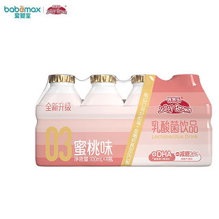 界界乐（Jelley Brown） 乳酸菌饮料水果口味饮品  (蜜桃味)100ml*4瓶