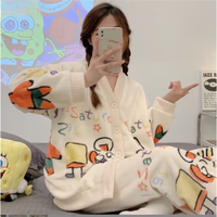 TJVF 珊瑚绒大码情侣睡衣男女秋冬季加绒加厚法兰绒家居服两件套装网红 派大星套装（上衣+裤子）