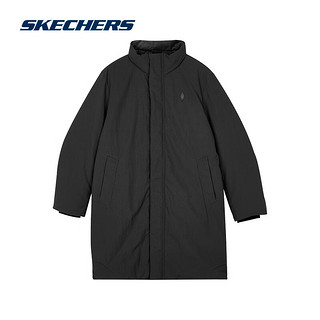 斯凯奇（Skechers）雅钻系列男子梭织长款羽绒外套L423M060 碳黑/0018 XL