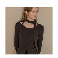 黑卡会员：lookast [LOOKAST]BROWN WHITNEY CUTOUT毛衣针织衫棕色