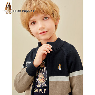 暇步士（Hush Puppies）童装儿童男大童开身线衣时尚休闲舒适 燕麦卡其 105cm