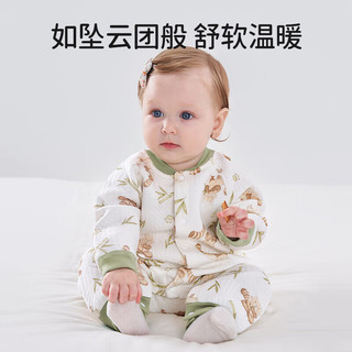 欧孕（OUYUN）婴儿空气层棉哈衣连体衣包屁衣薄夹棉舒适 梨果缤纷-哈衣 80cm
