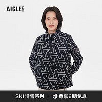 AIGLE【滑雪系列】艾高冬季女士保暖印花半拉链抓绒衣 黑色季节印花 AS392 38(165/88A)