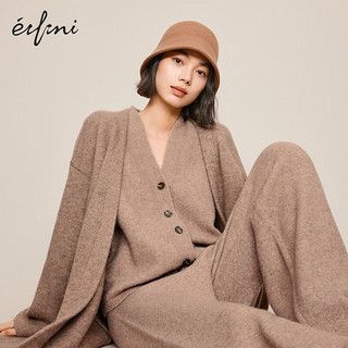 伊芙丽（eifini）伊芙丽慵懒风宽松中长款毛衣外套女2023冬装休闲毛衫 驼色 170/95CM/XL