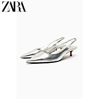 ZARA 女鞋 银色法式气质高跟穆勒鞋 1205210 808