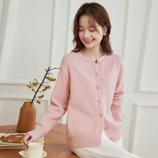 茵曼春秋开衫针织毛衣浅色温柔时尚潮流气质简约外套女
