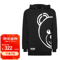 MOSCHINO 半面熊环绕印花男式宽松棉质连帽卫衣黑色 A 1717 8111 0555 M码