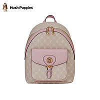 暇步士（Hush Puppies）双肩包复古印花包包通勤包背包女生书包 haze系列 米杏色HA-127230992