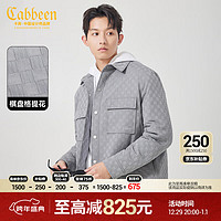 Cabbeen 卡宾 男装90白鸭绒羽绒服23秋冬格子提花外套 中灰色 L