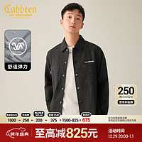 卡宾（CABBEEN）卡宾男装格子提花夹克LOGO刺绣工装外套 煤黑色 L