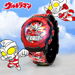 超级飞侠 儿童玩具发光手表电子表生活防水生日礼物 奥特曼系列-炫酷红