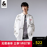 杰克·琼斯（JACK&JONES）2024年春季龙年新年FTF联名款个性图案翻领长袖衬衫男2241OS016 A06雪白色 165/88A/XS