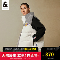 杰克·琼斯（JACK&JONES）23冬季新NBA联名湖人队潮流立领拼接保暖棉马甲外套男装223434009 岩灰色LUNAR ROCK 170/92A/S