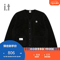 Aape it 男装绒面V领卫衣冬简约饰猿颜胶章外搭318XXL BKX/黑色 S