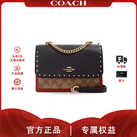 COACH 蔻驰 女士小号风琴包单肩斜挎包链条百搭小方包女包90400