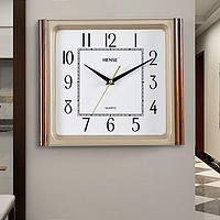 Hense 汉时 挂钟客厅挂墙时钟现代简约挂表卧室餐厅创意家用石英钟表HW02金色