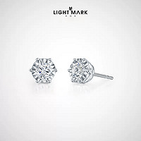 Light Mark 小白光 18K钻石耳钉经典六爪简约时尚