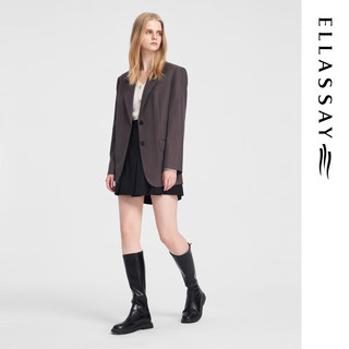 歌力思（ELLASSAY）2024春季高级复古咖色条纹干练通勤显瘦西装女EWB351T00200 驼条纹 XS